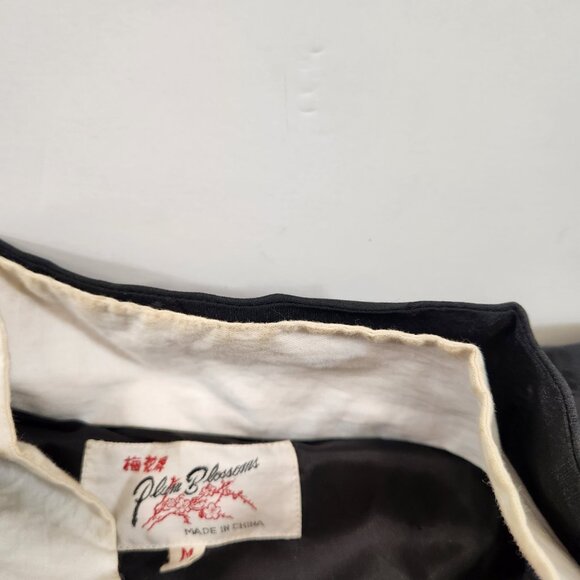 Vintage Plum Blossom Asian Chinese Jacket Black Mens Size Medium - Picture 7 of 12